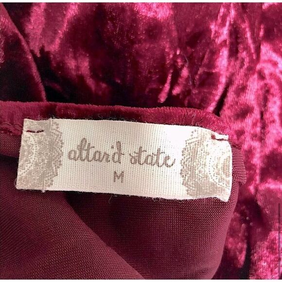 Altar’d State Burgundy Red Crushed Velvet Choker Dress Size Medium - Picture 4 of 13